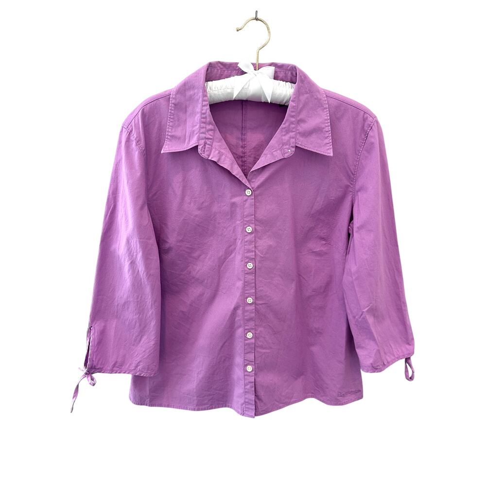 ABERCROMBIE & FITCH Lilac Purple Cotton Tie Sleeve Button Down Shirt Y2K Large